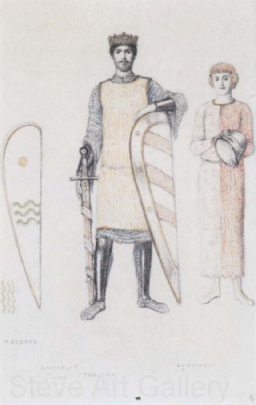 Fernand Khnopff Costume Drawing for Le Roi Arthus Mordred Lancelot and Lyonnel Spain oil painting art
